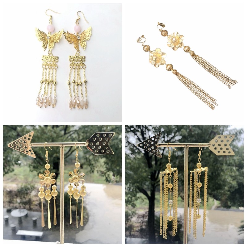 夹式新娘结婚礼服配饰流苏耳环