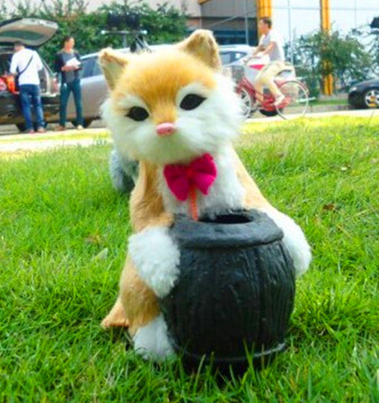 声控猫 笔筒 仿真猫抱笔筒 毛绒玩具 办公书房摆件 卡通宠物
