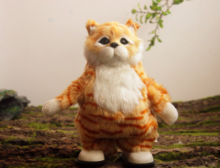 动物模型仿真猫会走路会叫尾巴能动猫咪公仔电动宠物玩具 包邮