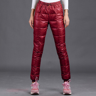 束脚显瘦白鸭绒保暖棉裤 冬户外羽绒裤 女外穿加厚防风防水高腰大码