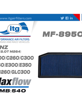ITG空滤适配奔驰W205 C260 C300 W213 E200 E300高流量空气滤芯