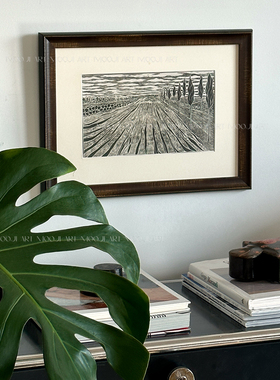 木吉中古风小众艺术客厅沙发背景墙玄关卧室高级感装饰画