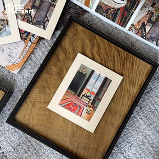 金丝楠木入景风水好寓意装 饰画中古高级感玄关挂画客厅卧室床头画