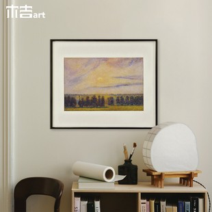 木吉设计中古风沙发背景墙过道书房高级感装 日落 饰画 厄拉尼