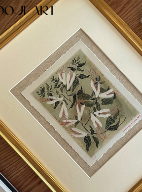 花痕】木吉设计ART DECO艺术客厅背景墙卧室玄关复古花卉挂画