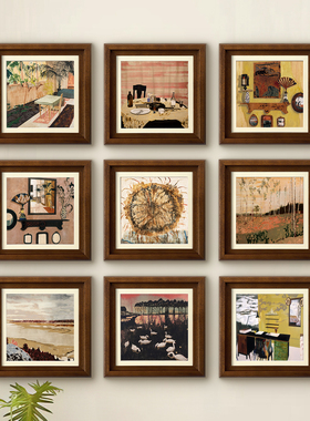 M木吉客厅沙发后背景墙装饰画中古风抽象高级感艺术组合画玄关画