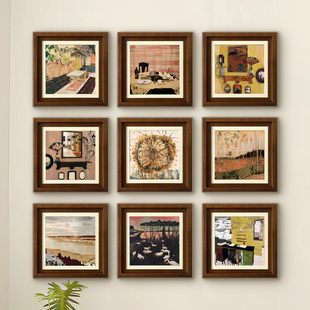 M木吉客厅沙发后背景墙装 饰画中古风抽象高级感艺术组合画玄关画