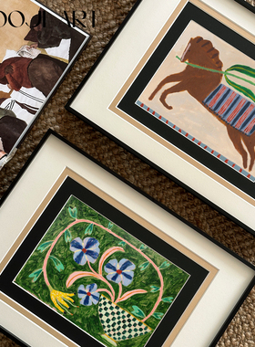 绿花盏】木吉艺术现代彩色小众艺术客厅装饰画高级感卧室床头挂画