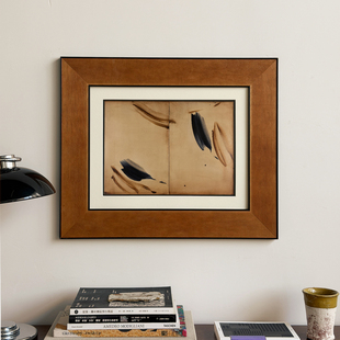 素笺墨羽】木吉中古抽象艺术装饰画客厅餐厅壁画小众复古木框挂画