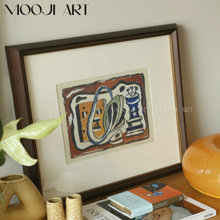 木吉艺术首创 饰画客厅沙发背景墙高级感实木挂画 方虎抽象艺术装