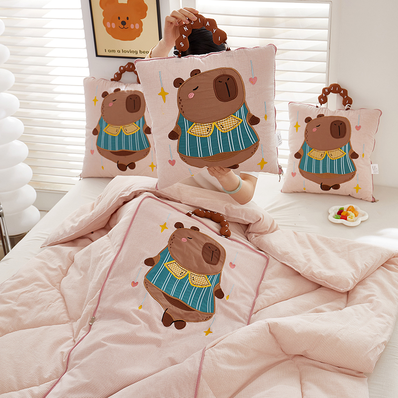 卡皮巴拉多功能靠垫被子两用枕头