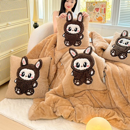 2025冬新款加厚可爱抱枕被子两用