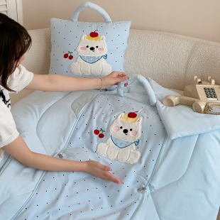 蓝色抱枕被子两用车子沙发靠垫可爱办公室靠背学生宿舍午休空调被