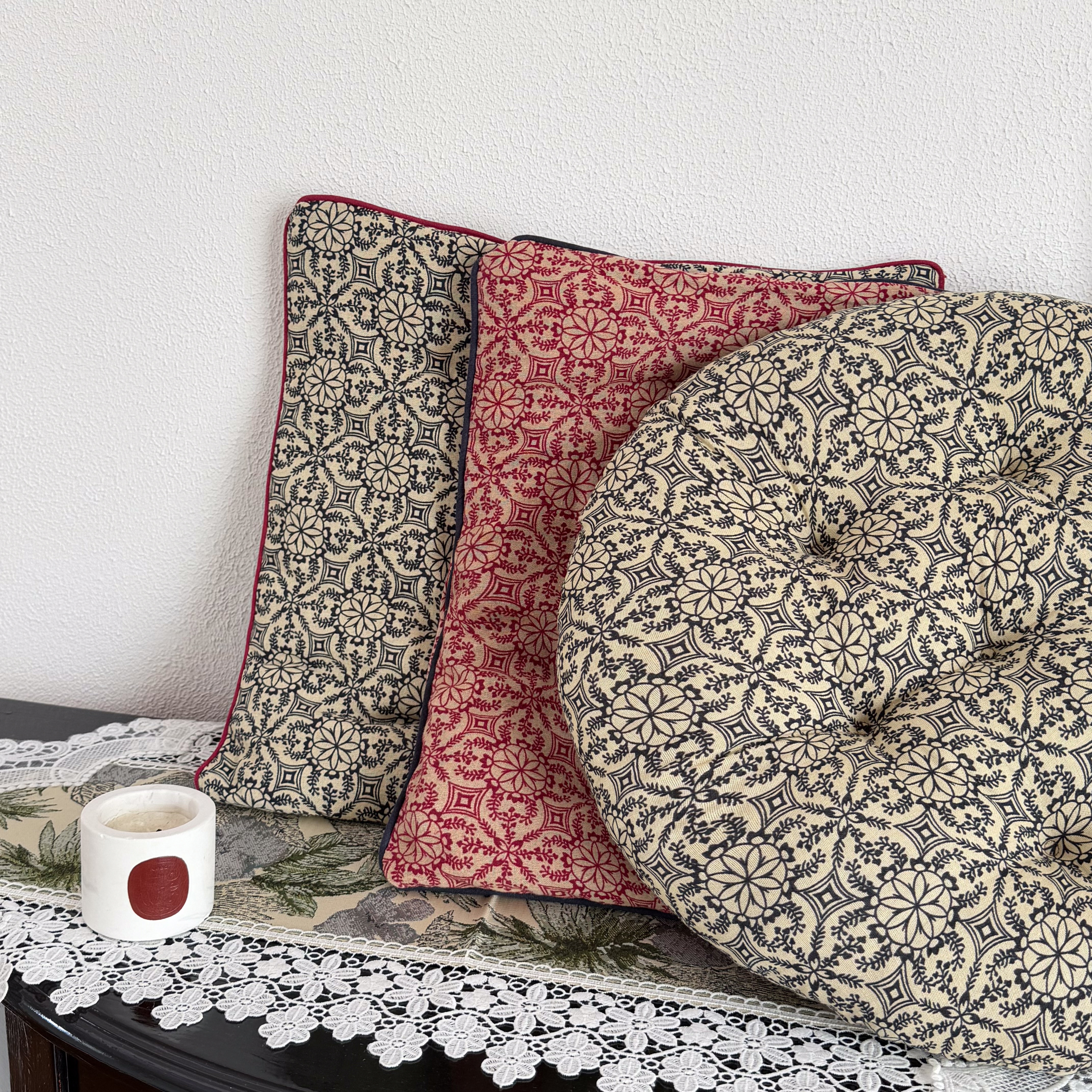 方形棉麻复古坐垫可拆洗餐椅圆形垫子电脑椅屁股垫榻榻米蒲团加厚