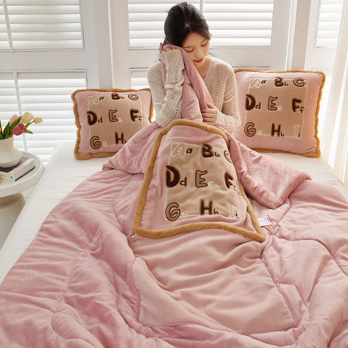 多功能抱枕被子二合一简约沙发盖毯加厚车载靠垫办公室午休枕头冬