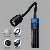 跨境带磁铁工作灯可多角度弯曲机床检修灯USB充电白激光变焦手电