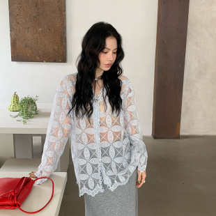 蕾丝衫 DY亿 镂空透视开衫 V领冰丝防晒衫 6121 2026春薄款