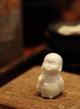 鹿角原创小和尚摆件配件创意禅意装饰品茶台茶几办公室桌面摆设