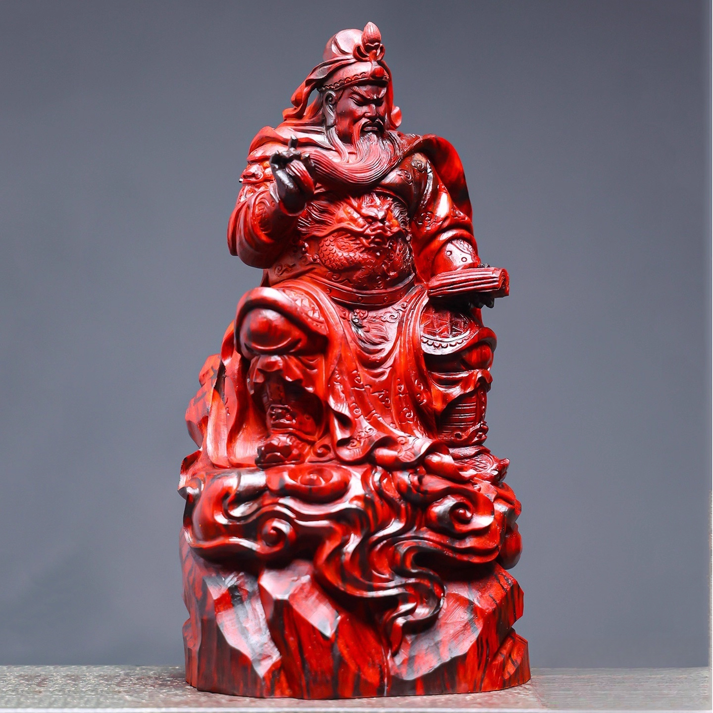 印度小叶紫檀关公佛像雕像清刀作室内玄关家居文玩摆件收藏品