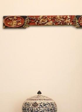 清代老花板 凤穿牡丹挂饰 实木新中式客厅背景墙玄关装饰挂饰送礼