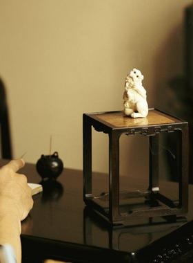 大红酸枝四方底座工艺品佛像摆件底座新中式木质花瓶奇石头底座