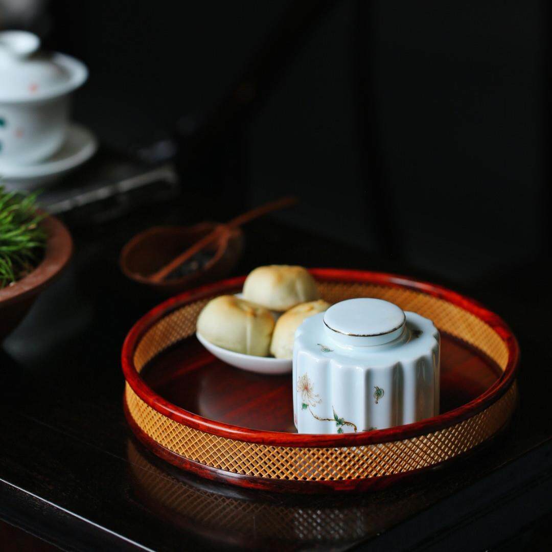 紫檀嵌黄杨木方菱圆盘实木中式果盘果篮木质餐具木头餐盘点心托盘