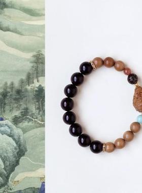 紫檀-老山檀香 原创 逢喜 8-10mm单圈手串木简约盘玩文玩念珠送礼