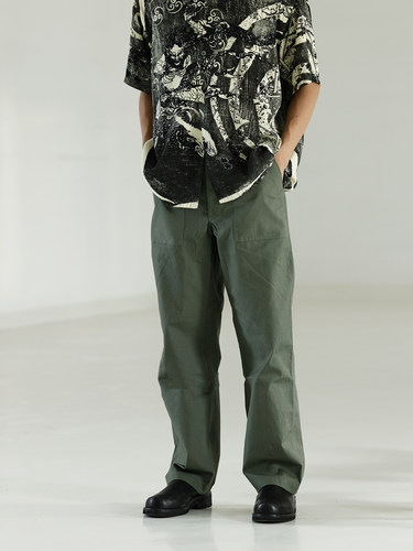 OG107军绿军裤日本面料宽松