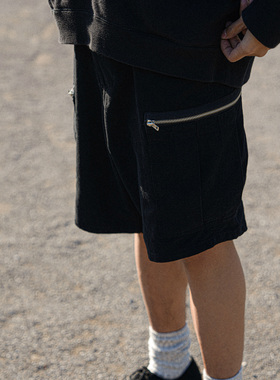 sloow 银拉链&大口袋 防撕裂全棉 工装短裤  宽松潮流休闲五分裤