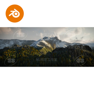 blender山脉山峰高山雪山自然风景场景模型建模素材渲染森林3165