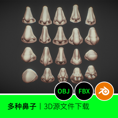 多种鼻子鼻梁3D三维模型建模素材blender+FBX+OBJ下载284
