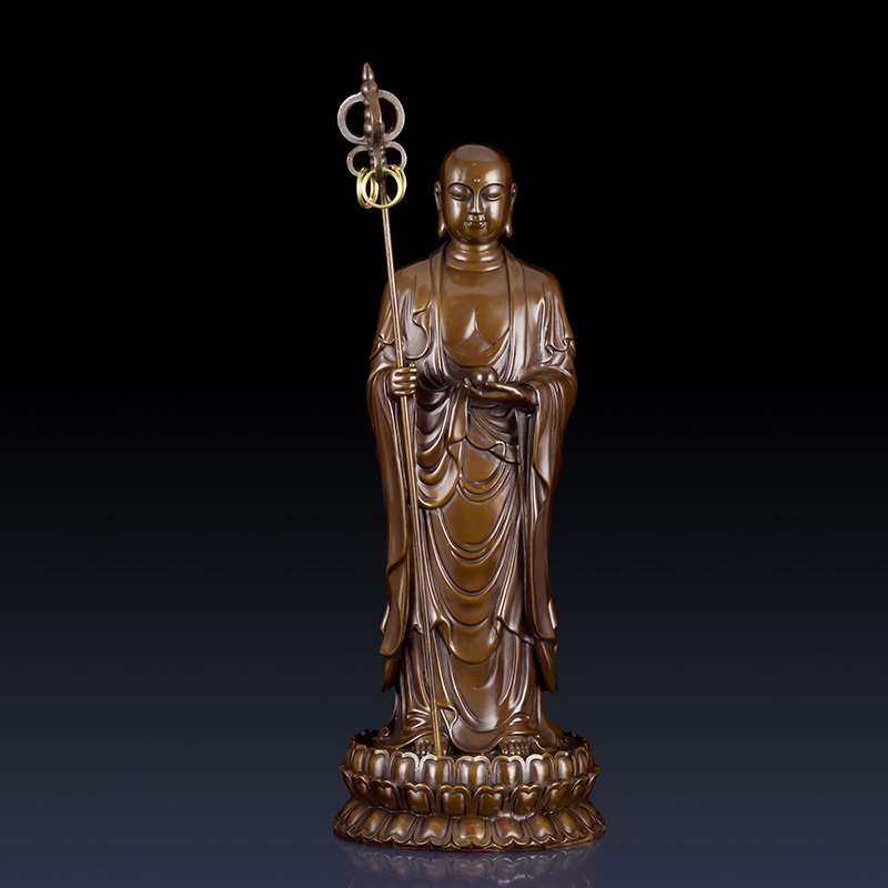 纯铜地藏王摆件客厅家居饰品佛像地藏王菩萨办公室饰品铜礼品