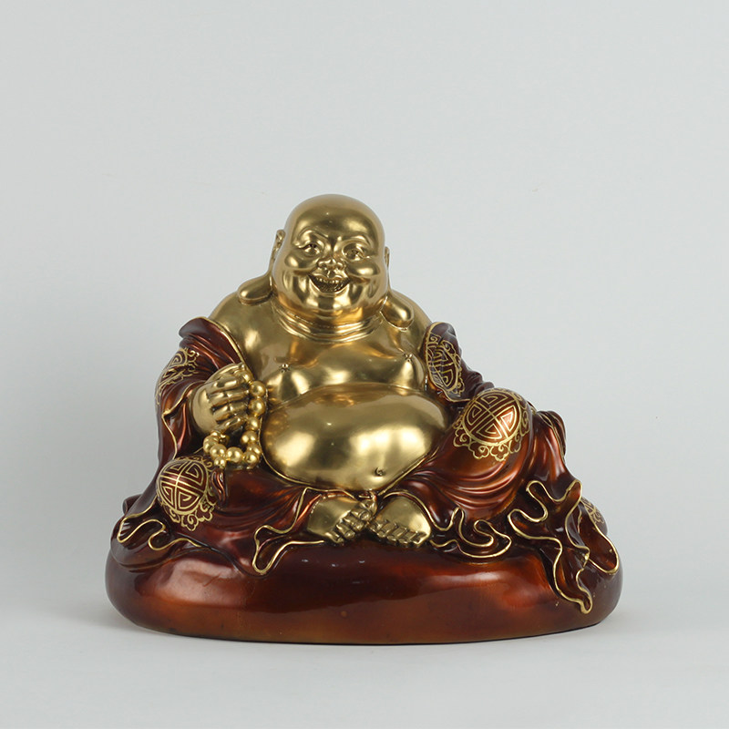 纯黄铜弥勒佛工艺品铜制品手工家居饰品摆件弥勒佛客厅铜制摆件