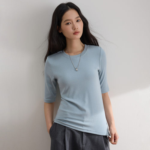 新疆棉半袖T恤女圆领春夏简约