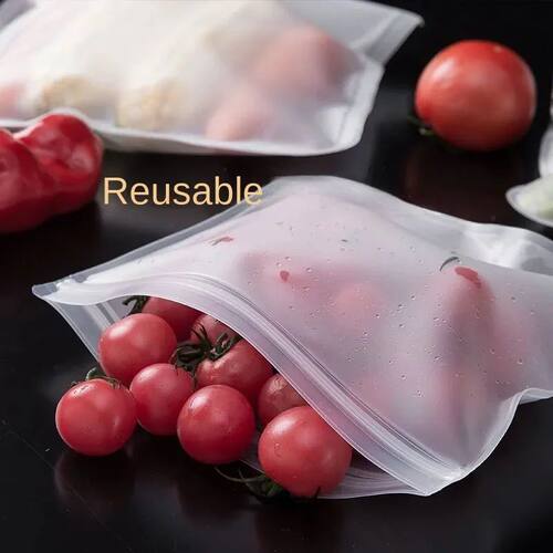 Reusable Food Storage Bags Silicone Stand Up Zip Shut Bag Le