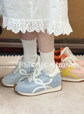 二千家 25s新韩系内增高7cm阿甘鞋女厚底拼色透气休闲鞋运动鞋