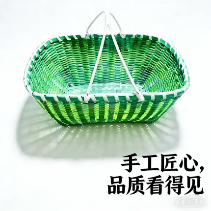 纯手工编织篮子买菜篮手提篮厨房收纳篮菜篮子鸡蛋篮水果篮
