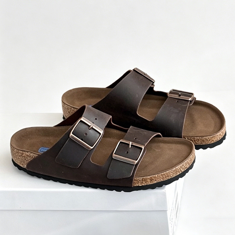 thumbnail for Bokken shoes 2026 new genuine leather women's and men's same-style toe cork sole one-foot pedal, thick-soled half-slip Boken flip-flops