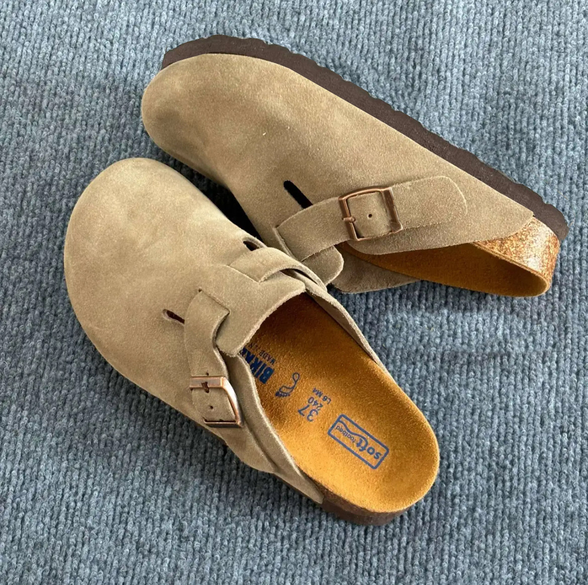 thumbnail for 2026新款勃肯鞋女男同款真皮包头软木底博肯一脚蹬春夏厚底半拖