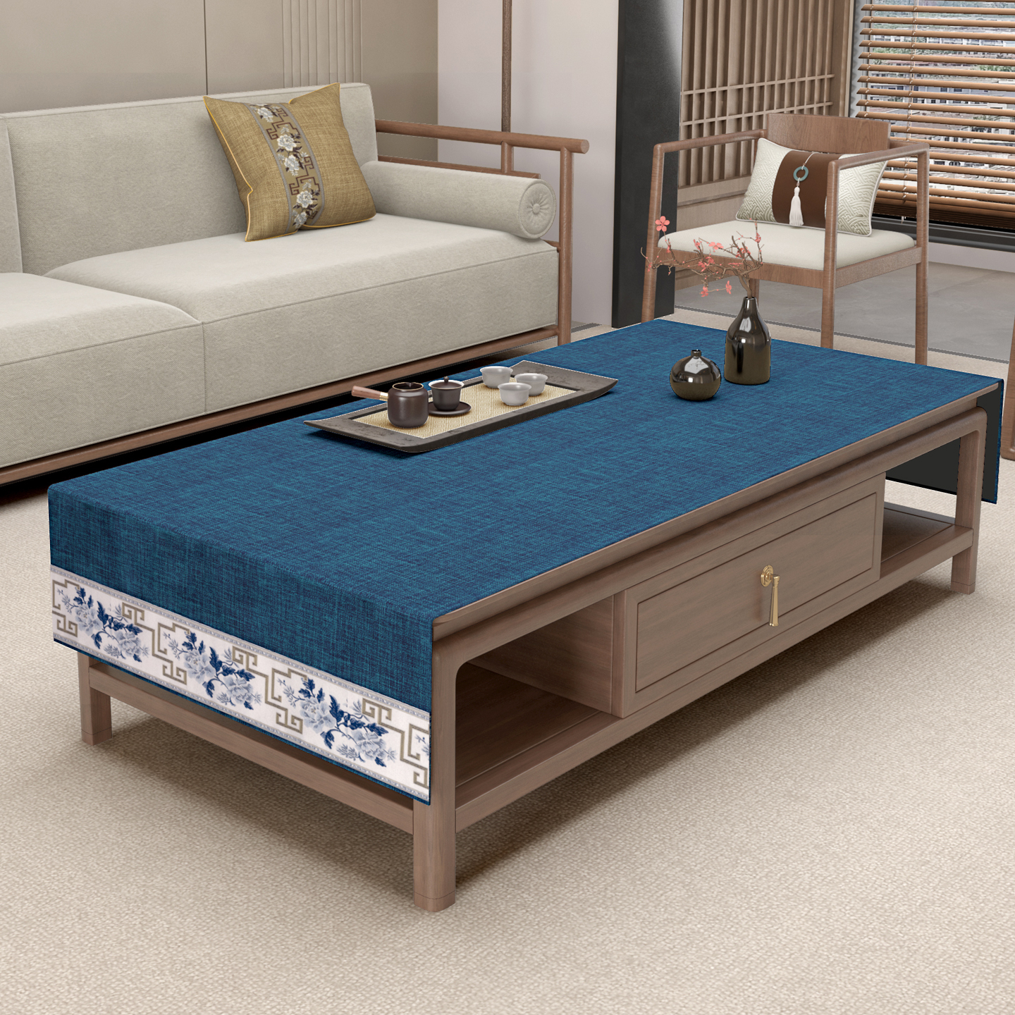 茶几桌布棉麻布料防烫防尘