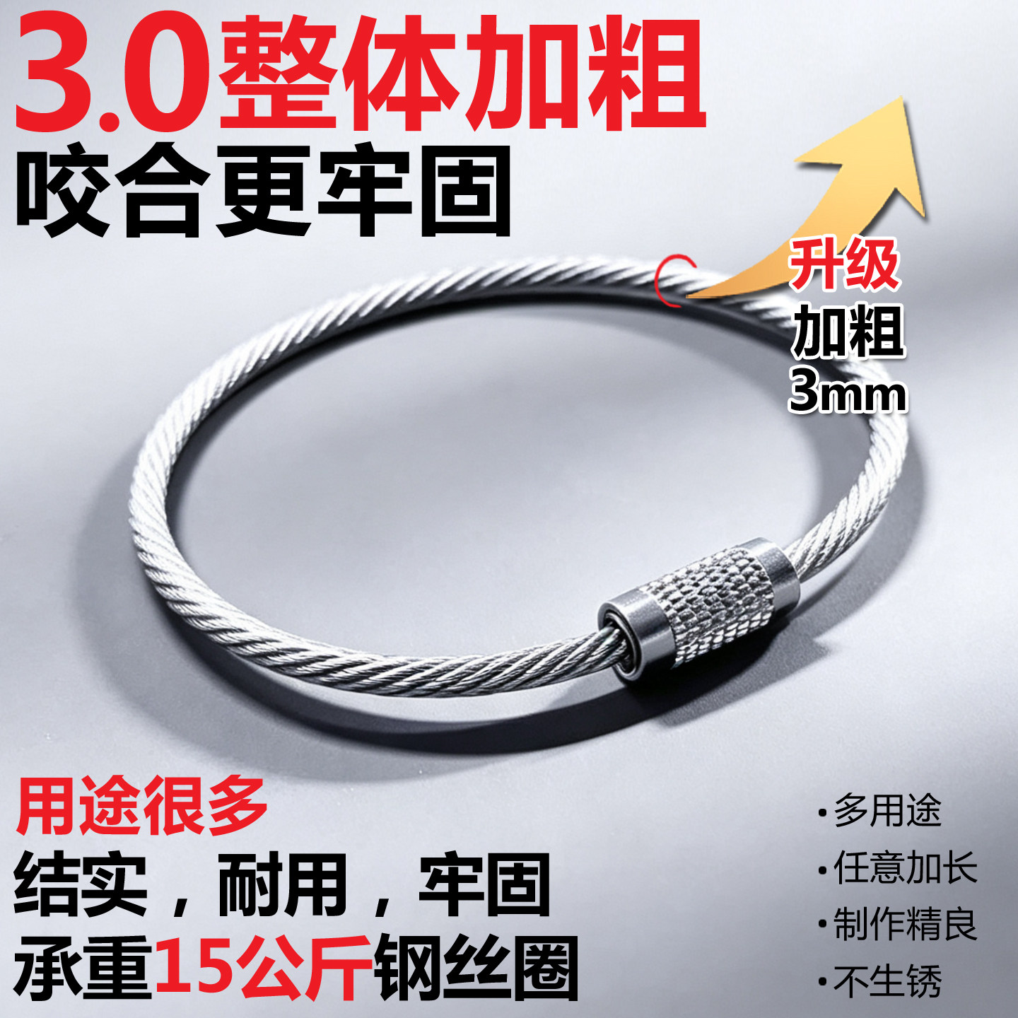 3.0加粗不锈钢防丢承重钥匙扣图片