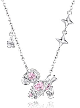 S999纯银小马水钻星星女款项链