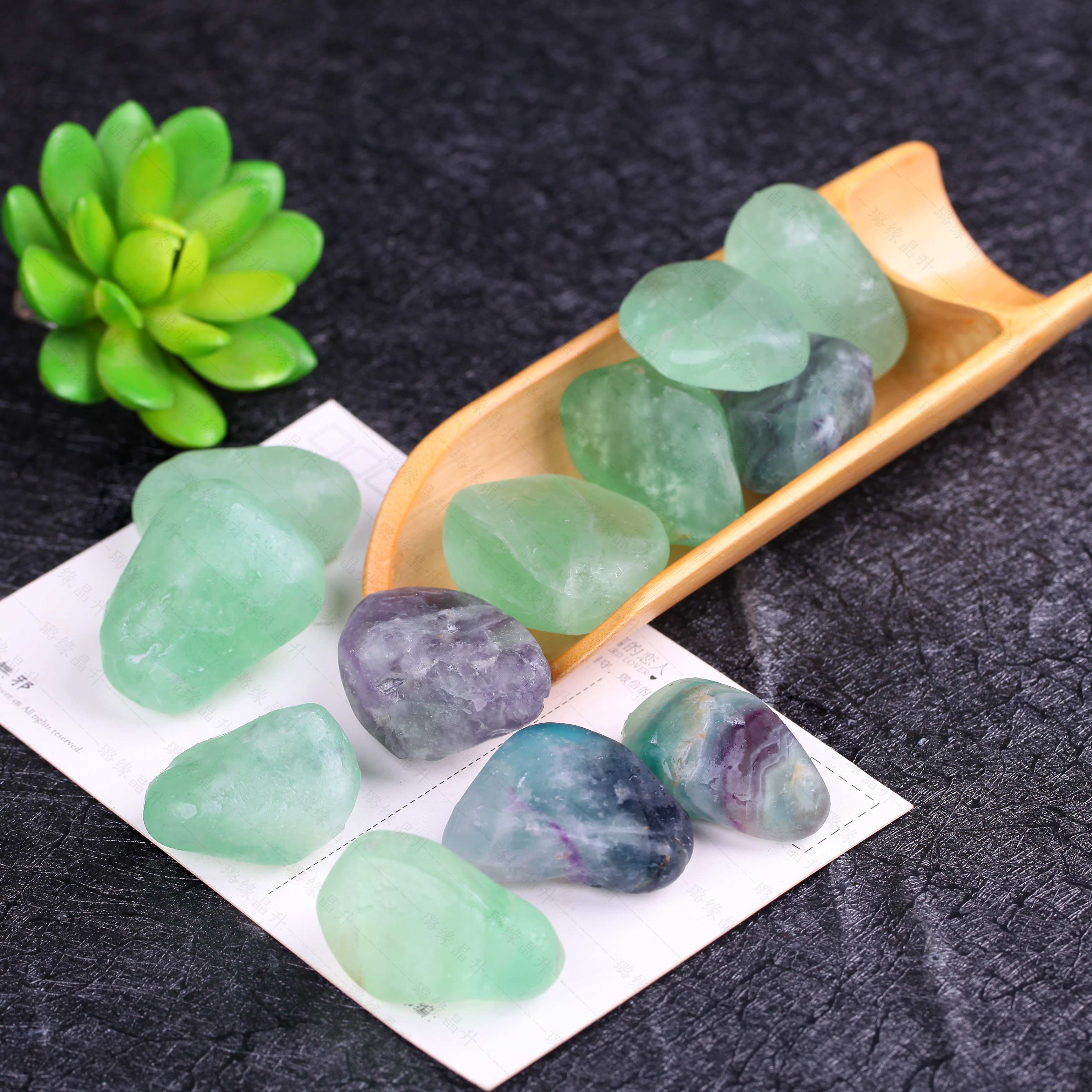 天然萤石原石摆件蓝绿萤石原石打磨鱼缸花盆造景装饰diy吊坠风水