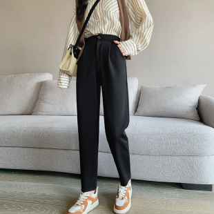 烟管裤女裤子直筒显瘦黑色休闲裤西装2026春夏哈伦裤九分萝卜西裤
