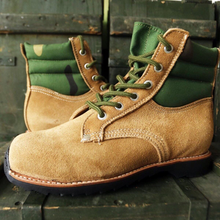 复古跳伞91伞兵靴皮毛一体羊毛靴男牛皮趟底固特异工装耐磨机车靴