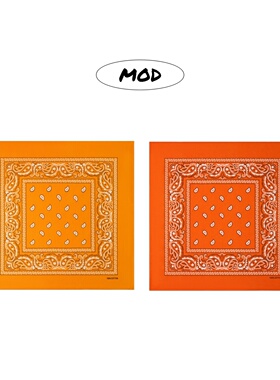 MOD美式复古腰果花方巾橘色橙色丝巾女头饰嘻哈街舞头巾男围巾