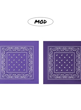 MOD紫色腰果花方巾街舞头巾张柏芝男女骑行运动发带丝巾配饰领巾