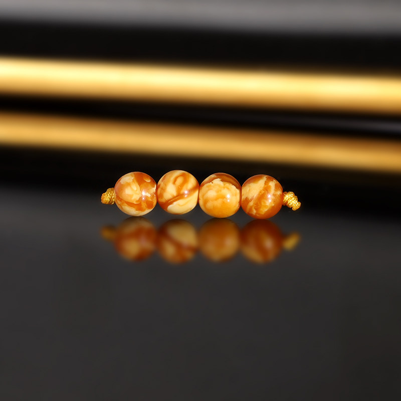 天然俄料云端老蜡散珠5mm 2963号 妖花古董蜜蜡配珠隔珠
