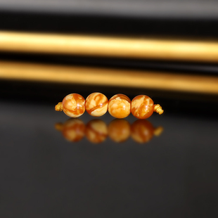 天然俄料云端老蜡散珠5mm 2963号 妖花古董蜜蜡配珠隔珠