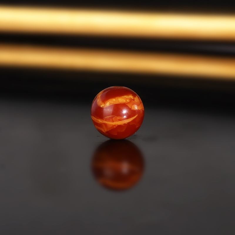 天然云端老蜡LLY61 直径8.2mm 红皮满蜡俄料古董老蜜蜡配珠散珠